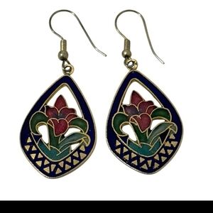 Floral Enamel Drop Earrings